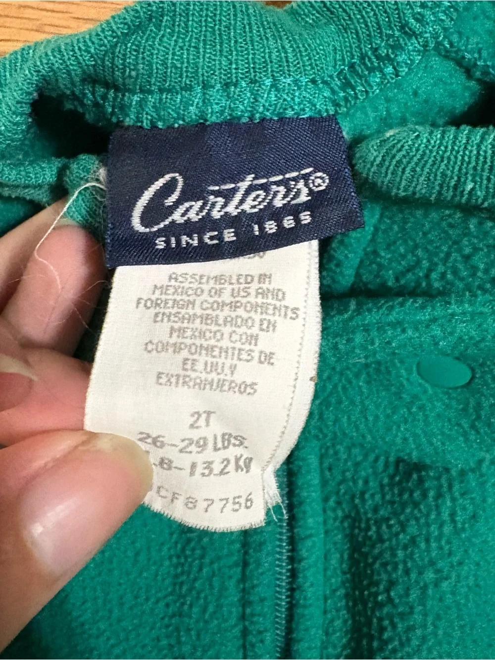 Vintage Carter's Green Fleece Footless Sleeper Pajamas 2T Bear Open Feet